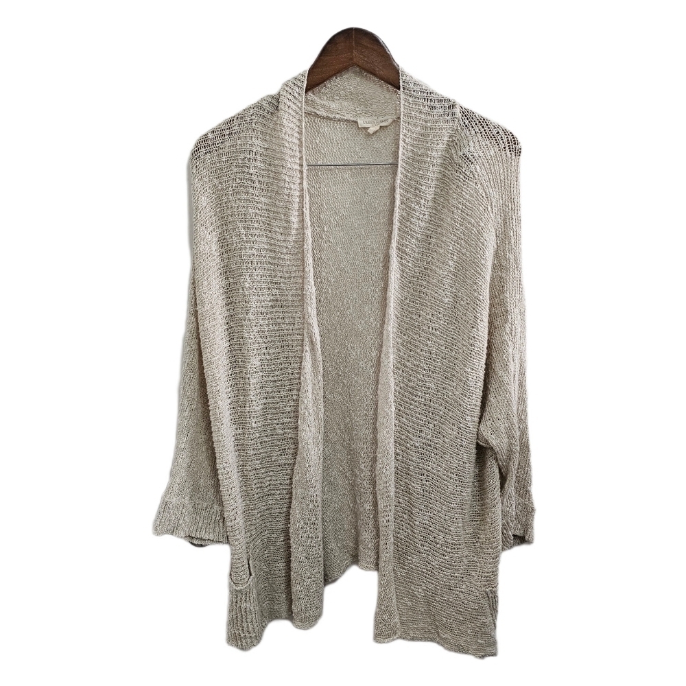 Eileen Fisher linen open knit long sleeve cardigan size 3X